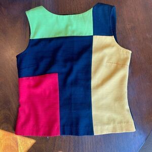 Vintage Sag Harbor Patchwork Sleeveless Blouse